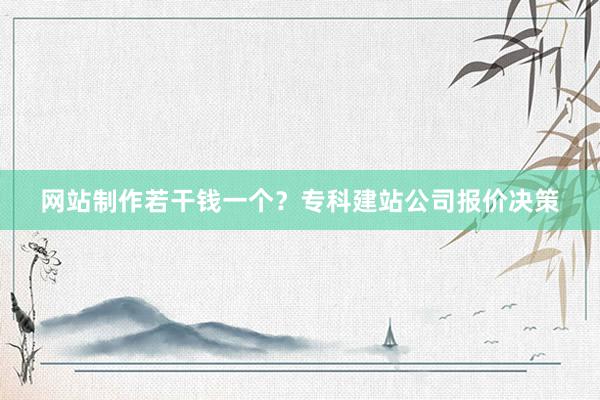 网站制作若干钱一个?专科建站公司报价决策